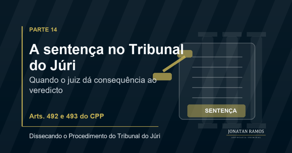Arte de capa sobre a sentença no Tribunal do Júri e os arts. 492 e 493 do CPP.