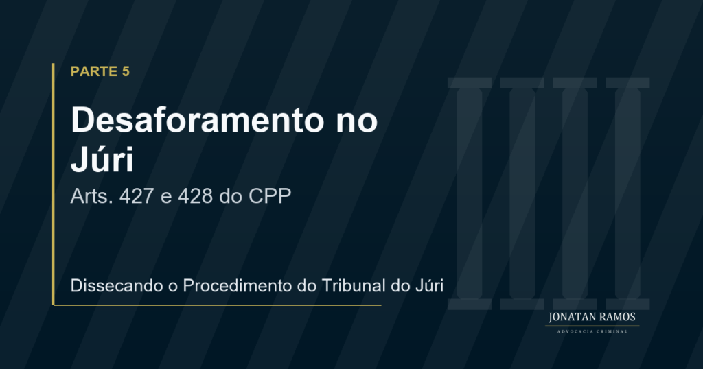 Arte de capa do artigo Dissecando o Procedimento do Tribunal do Júri - Parte 5, sobre desaforamento.