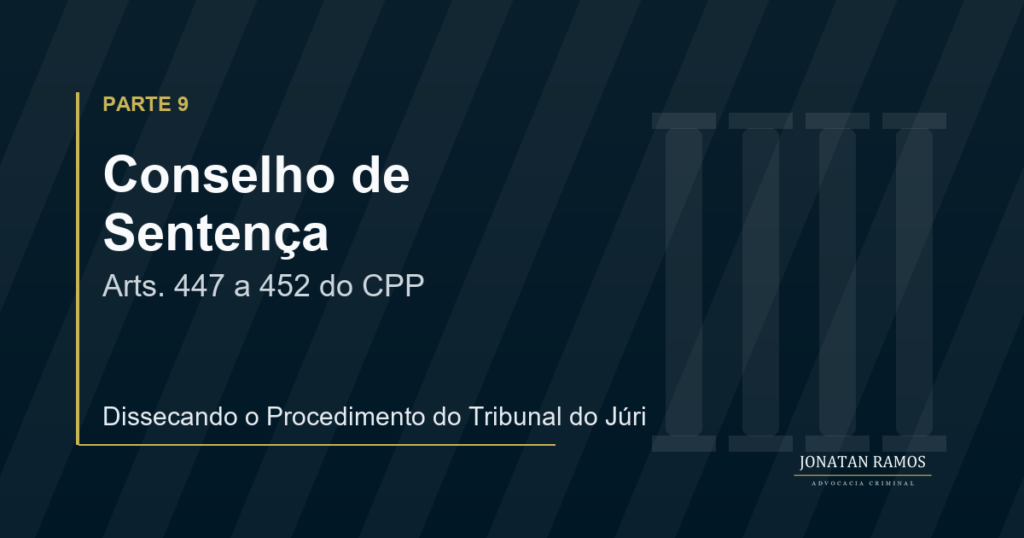 Arte de capa sobre a composição do Conselho de Sentença no Tribunal do Júri.