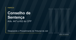 Arte de capa sobre a composição do Conselho de Sentença no Tribunal do Júri.