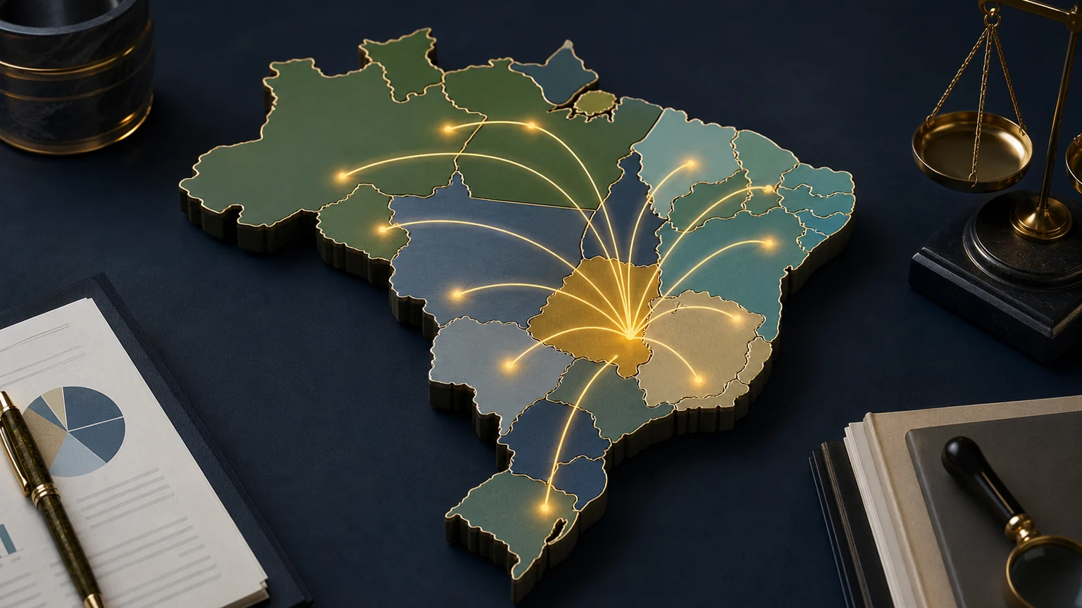 Mapa do Brasil representando a distribuição do Fundo de Participação dos Estados