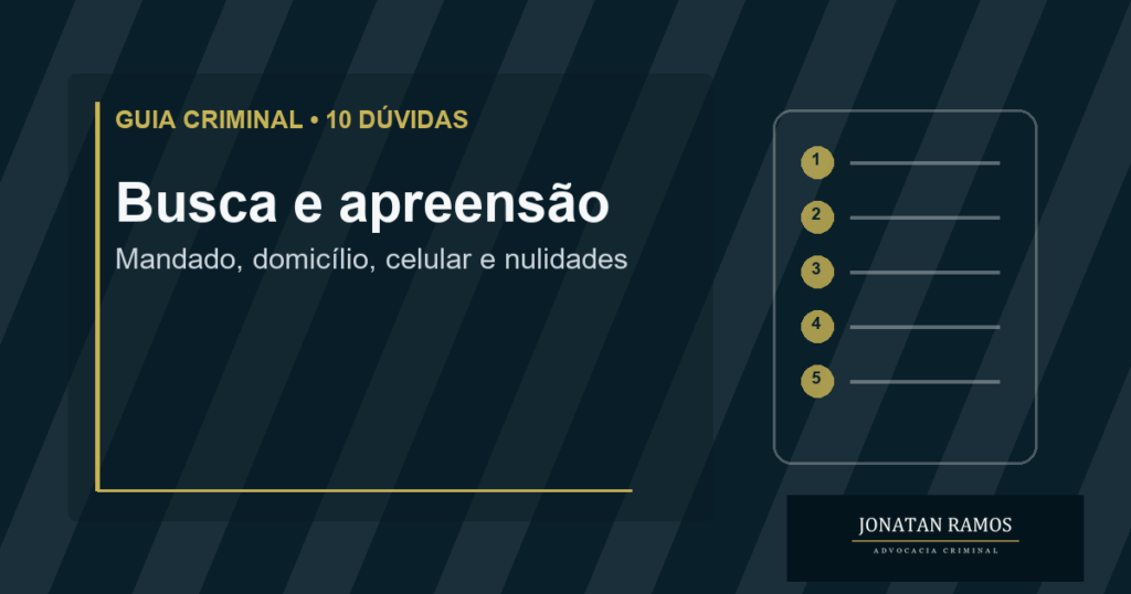 Capa do guia 10 dúvidas sobre busca e apreensão criminal