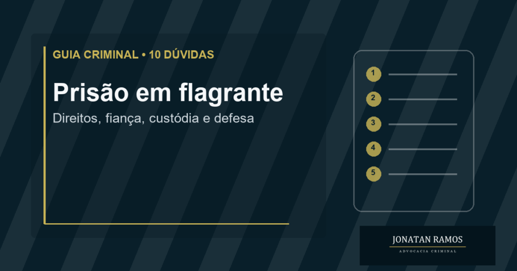 Capa do guia 10 dúvidas sobre prisão em flagrante