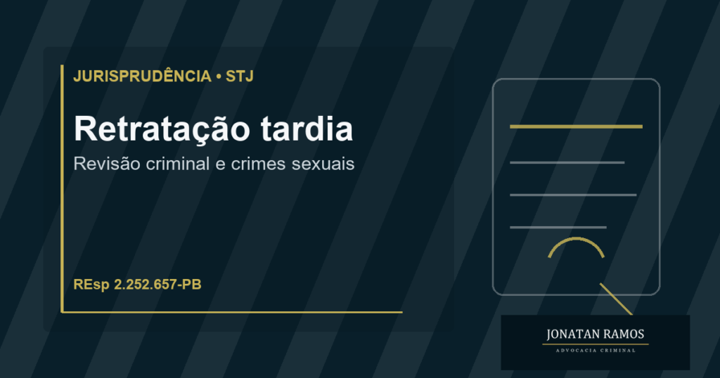 Capa do artigo sobre revisão criminal e retratação tardia da vítima em crime sexual.