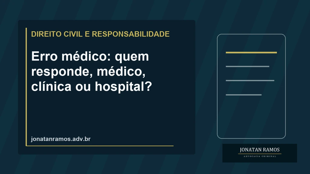 Médico, clínica e hospital ligados a uma balança que representa responsabilidades distintas