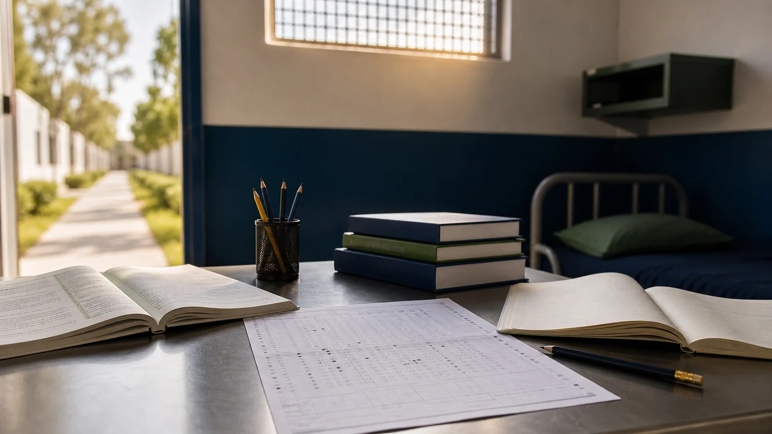 Materiais de estudo representando remição da pena por ENEM e ENCCEJA